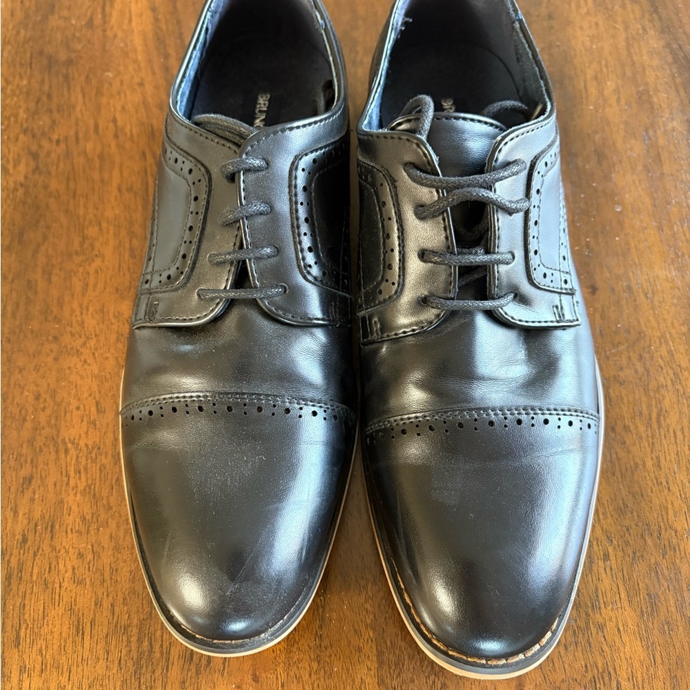 Classic Bruno Marc Black Kids Dress Shoes Size 5